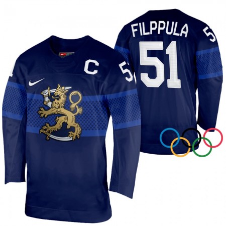Pánské Hokejový Dres Finsko Valtteri Filppula 51 2022 Winter Olympics Navy Authentic